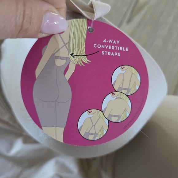 SPANX Suit Your Fancy Midthigh Bodysuit 4  way straps built in cup champaign XL - Picture 8 of 8